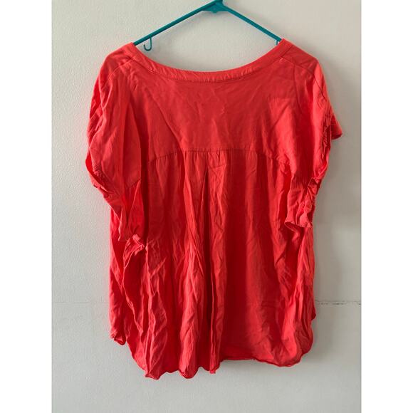 Rose & Olive Womens Blouse Popover Top Size 1X Coral Lightweight Spring - Picture 5 of 6
